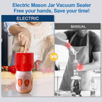 LOVE MOMENT Electric Mason Jar Vacuum Sealer Kit for Wide Mouth and Regular Mouth Mason Jar - Red