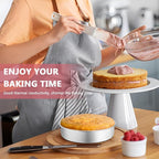 P&P CHEF Cake Pan Set of 4, Stainless Steel Baking Round Cake Pans Tins Bakeware for Birthday Wedding, Leak-proof & Easy Clean, Mirror Finish & Easy Releasing, 8 Inch