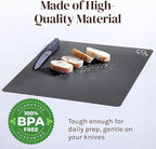 Cooler Kitchen Extra Thick Flexible Plastic Cutting Board Mats with Food Icons & EZ-Grip Waffle Back, (Set of 6) Dishwasher Safe
