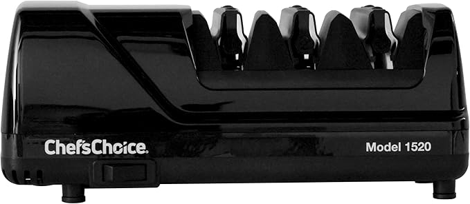 Chef’s Choice Professional Electric Knife Sharpeners AngleSelect for 15- and 20-Degree Straight-Edge and Serrated Knives with Diamond Abrasives & Precision Angle Control, 2-Stage, Black