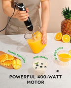 Sangcon 5-in-1 Immersion Blender Handheld with 1000ml Cup, 2-Speed Adjustable Hand Blender with 304 Stainless Blades, Detachable Whisk and Milk Frother