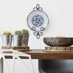 MyGift Wall Plate Hanger Holds Single 5.5 to 8 Inch Plates, Vertical Plate Holders, Decorative Metal Wire Platter Rack, Scrollwork Hanging Display Easel for Wall