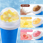 REGNBUE Slushy Maker Cup, Quick Frozen Magic Squeeze Cup for Juice Milk Yogurt Ice Cream Make, DIY Smoothie Cooling Cup with Lid & Straw for Kids Friends Family
