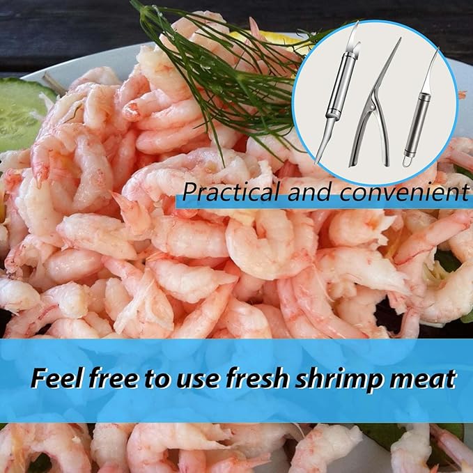 3 Shrimp Deveining Tool, FRIVASTIC Shrimp Peeler Cleaner, Tow-In-One Shrimp Line Knife, Stainless Steel Shrimp Line Knife, Stainless Steel Crawfish Peeler Tool, Shrimp Threader Fishing Line Remover