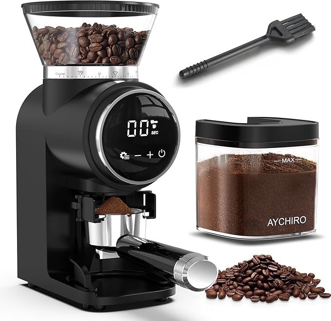 AYCHIRO Conical Burr Coffee Grinder, Coffee Beans Grinder with 30 Grinding Settings, Automatic Burr Mill Grinder for Home Use, Touchscreen, 2-12 Cups
