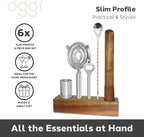 OGGI 6-Piece Slim Bartender Kit - Ideal Bar Cart Accessories, Great Decor and Accessories for the Home Bar, Bartending Kit - Acacia Base & Muddler, Stainless Stirrer, Opener, Jigger, Cocktail Strainer