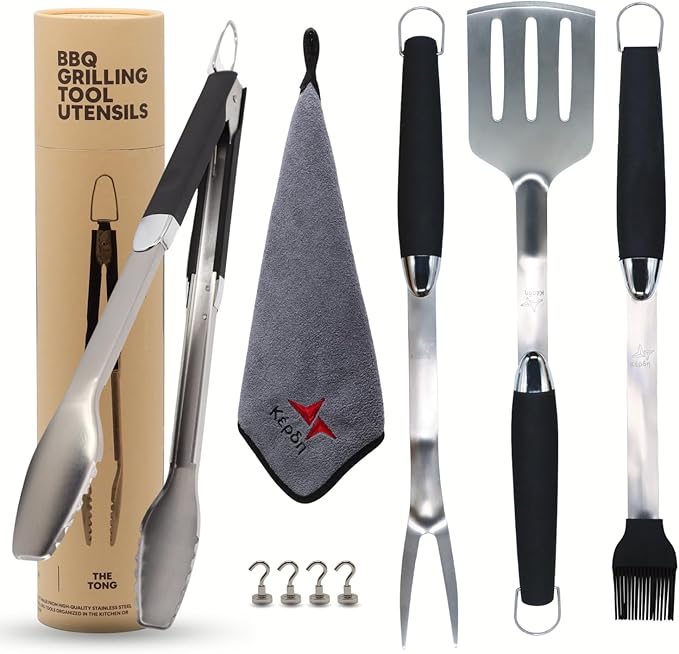 Grill Set – Grill Tools, BBQ Tools, Grilling Set, Grilling Utensils – Premium Stainless Steel, Heavy Duty & Rust-Resistant, Extra Long Handles, Comfortable Grip for Easy Outdoor BBQ Cooking