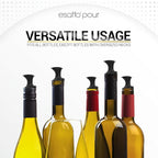 Esatto Pour & Seal Plastic Pourer with Lid - 12 Pieces & 4 Cork Adaptors for Precision Pouring, Pour Spouts for Bottles, Liquor Bottle Pourers for Alcohol & Olive Oil, Bar Bartender Accessories