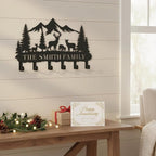 Personalized Forest Deer Coat Rack Wall Hanging Key Holder with Name, Metal Key Holder Wall Mount for Kitchen Hallway Doorway Home Decor Gift
