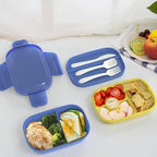 JBGOYON® Blue Bento Lunch Box Set - 3 Stackable Containers for Adults and Kids - Includes Lunch Bag, Leak-Proof and BPA-Free - Built-in Utensil Set and Snack Bag - Dishwasher Safe