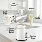 Zulay Kitchen Rotary Cheese Grater 5 Blade Cheese Shredder - Manual Hand Crank Cheese Grater With Reinforced Suction & 5 Interchangeable Drums - Easy to Use, Vegetable Chopper Round Mandoline Slicer