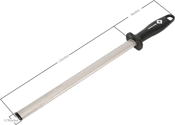 Kota Japan 12 in. Diamond Carbon Steel Professional Knife Sharpener Rod | Kitchen, Home or Hunting | Master Chef, Hunter or Home Gourmet Blade Sharpening Rod or Stick
