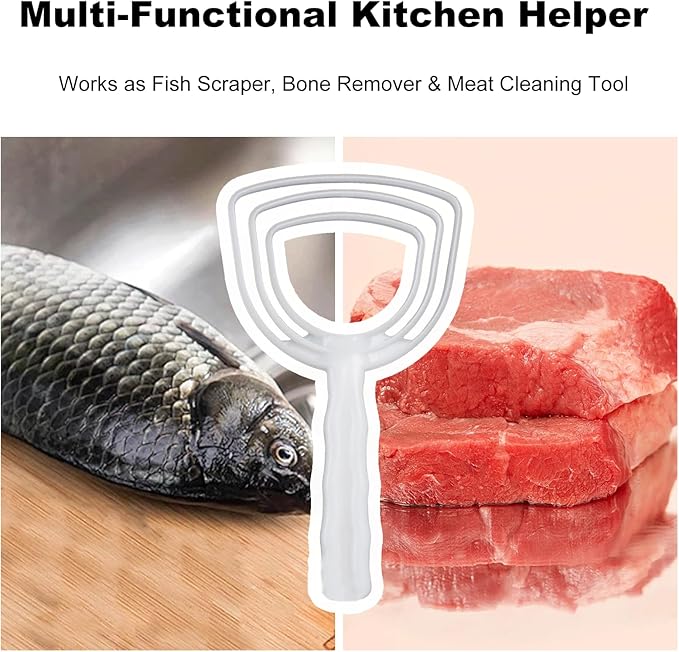 3Pcs Fish Scale Remover White Scraper Set Bone Descaler Tool and Keefer Cleaning Tools for Kitchen Use Durable Plastic Fish Scraper for Restaurant Catering, and Home Cooking Preparation Needs