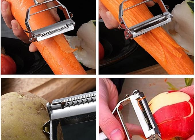 Ultra Sharp Vegetable Peeler， Stainless Steel Cutter Slicer , Potatoes Peeler ，Slicer Shredder Cutter Stainless Steel Multifunctional peeler with for Carrot Potato Melon Gadget Vegetable Fruit