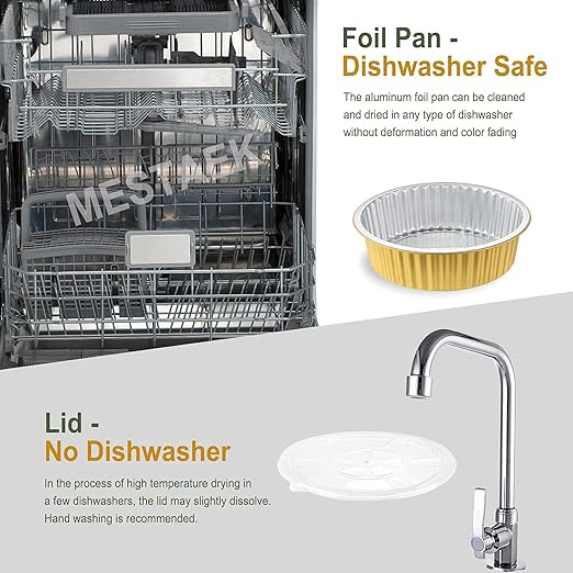 10" Deep Round Aluminum Foil Pans with Lids (5 Pack), Heavy Duty Grease-Resistant Foil Containers for Baking, Heating, Meal Prep & Food Storage, 2.7" Depth, 84oz