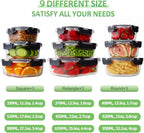 HOMBERKING 18 Piece Glass Food Storage Containers with Lids, Glass Meal Prep Containers, Airtight Lunch Bento Boxes, BPA-Free & Leak Proof, Oven, Freezer and Dishwasher Safe (9 lids & 9 Containers)