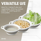 Gevoli Collapsible Colanders (3 Pack Set) Food Strainers with Over-Sink Water Draining Base for Pasta Fruits and Vegetables, White/Beige (3 Sizes, 3QT, 4QT and 5 Quart)