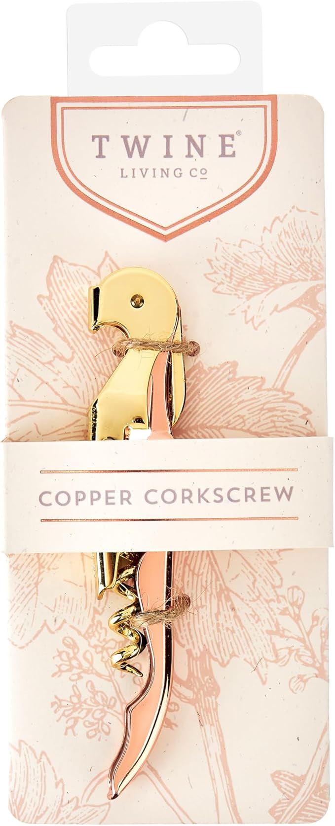 Twine Copper And Gold Double Hinged Waiter’s Corkscrew, Stainless Steel Wine Key with Foil Cutter, Double Hinged Corkscrew, Set of 1