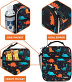 opux Premium Insulated Lunch Box, Soft School Lunch Bag for Kids Boys Girls, Leakproof Small Lunch Pail Men Women Work, Reusable Compact Cooler Tote Lunchbox for Office, Dinosaur
