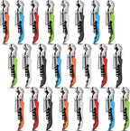 24 Pieces wine opener wine key Stainless wine bottle opener Fold Serrated Foil Cutter wine key for servers for Family, Company Party,Bars,Restaurants(6 Color)