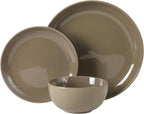 Gibson Home Rockaway 12 Piece Plates and Bowls Matte Outside/Shiny Inside Glaze Service for 4 Dinnerware Set - Brown - Dishwasher and Microwave Safe