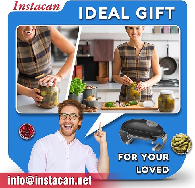 INSTACAN Higher Torque and One Touch Electric Jar Opener Easy Remove Almost Size Lid with Auto-Off, Powerful Bottle Opener for Arthritic Hands, Automatic Jar Opener for Weak Hands and Seniors (Black)
