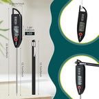 Copkim 3 Set Waterproof Food Thermometer for Water, Liquid, Candle and Cooking Digital Meat Thermometer with Long Probe Instant Read for Kitchen BBQ Grill Candy (Black)