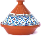 Kamsah Tagine Pot for Cooking and Flavor Enrichment - Large Clay Pot 12”, 5.5 QT - Non-Stick Handmade Cookware - Moroccan Ceramic Pots for Cooking with Lid & Serving Bowl - Bohemian Classic Turquoise