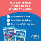 BāKIT Box Aurora Swirl Cookies Baking Kit for Kids, STEM Science of Color Educational Activity Kit, Learn Chromatography, Color Mixing, & More, Includes Organic Food Coloring with Spirulina, Ages 6–13