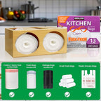 Extra Large Bamboo 2-in-1 Trash Bag Dispenser & Roll Holder – Fits Costco Kirkland & Members Mark Jumbo Rolls, Wall/Under-Sink/Cabinet Mountable, Dual-Slot Storage for 2 Rolls