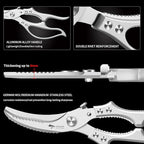 MAD SHARK Heavy Duty Poultry Shears, Kitchen Shears with Non-Slip Handle & Safety Lock, All Purpose Kitchen Scissors for Chicken, Meat Cutting, Turkey, Fish, Vegetables, Spring Loaded, Dishwasher Safe