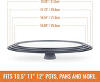 Universal Lids for Pots, Pans and Skillets, 10.5", 11" and 12" Pan Lid, Tempered Glass Pot Lid with Silicone Rim Heat Resistant, Replacement Pan Cover for Frying, Cookware & Bakeware Lids, Grey