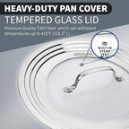 Small Universal Lid,Fits 5,8 Inch Cookware,Tempered Glass Top with Steam Vent for Pots, Pan, and Cast Iron Skillets,Stainless Steel Replacement Pot Lid for Kitchen Organizing, Space Saving