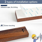 Dmore magnetic knife holder for wall—with 2 hooks, No Drilling 16 Inch walnut knife magnetic strip, Powerful knife magnet rack, include Adhesive Tape and screws for Knives, Utensils, and Tools