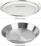 Oil Filter Tray, Stainless Steel Mesh Drain Basket Colanders Air Fryer Accessories for Fried Food Draining Rack Barbecue Grill Tray Net Draining Pan Strainer for Vegetable Dessert (9.5 Inch)