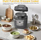 3QT Electric Pressure Cooker, 8-Function Compact Multi-Cooker with Ceramic Nonstick Pot – Saute, Pressure Cook, Slow Cook, Meat Stew, Rice, Delay Start, Keep Warm & Safe Venting, Gray