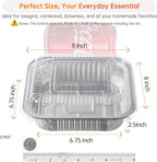 8x8 Aluminum Pans with Clear Lids - 20 Pack Disposable Baking Pans, Tin Foil Trays for Baking Cake, Cooking, Heating, Storing and Prepping Food