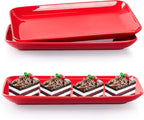 DELLING 12 Inch Rectangular Serving Platter Set of 3, Red Porcelain Serving Plates, Appetizer Salad Dessert Trays for Party, Christmas Valentine's Day Entertaining, Microwave Dishwasher Oven Safe