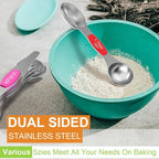 Magnetic Measuring Spoons Set - Wildone Stainless Steel Double Sided Measuring Spoons Set of 7, for Dry and Liquid Ingredients, including 6 Heavy Duty Nesting Spoons, 1 Leveler, Fits in Spice Jar