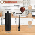 Non-Detachable Manual Coffee Grinder with 25 Level Stainless Steel Conical Burr Portable Aluminum Coffee Bean Grinder Gift Set Suitable for Moka Pot Espresso Pour Over Easy Cleaning with Brush