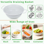 Colander Set with White Coating, Stainless Steel Micro-Perforated Colanders Strainers for Draining Rinsing Washing, Ideal for Vegetables Fruits, Heavy Duty & Dishwasher Safe