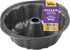 Wilton Gold Non-Stick 9.49 in Fluted Tube Cake Pan, Cold-Rolled Steel Bakeware, Made without PFAS, Packaging May Vary