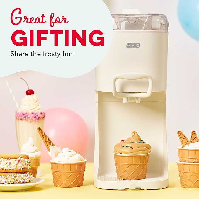 Dash Soft Serve Ice Cream Machine - Frozen Dessert Machine for Soft Serve, Froyo, Sorbet, and Fruit Whips - Compact Design - Features Double Insulated Freezer Bowl - 1-Pint Capacity