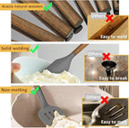 Umite Chef Silicone Cooking Utensil Set, 8-Piece Kitchen Utensils Set with Natural Acacia Wooden Handles,Food-Grade-Silicone Kitchen Gadgets and Spatula Set for Nonstick Cookware - Grey