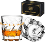 PARACITY Spinning Whiskey Glasses Set of 2, Rotatable Old Fashioned Glassware, Bourbon/Cocktail/Rock Glasses for Bar, Party and Home, Whiskey Gift for Men