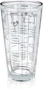 True 3-Piece Barware Set for Mixed Drinks and Cold Brew Cocktails, Includes Cocktail Shaker Tin, Cocktail Mixing Glass with 7 Printed Recipes, and Hawthorne Strainer, Home Bar Tools, Bartender Gifts