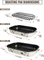 Roasting Pan with Rack & Handle 6-Piece Enamel Lasagna Baking Dish 14&17 Inch, 572°F High Temperature Resistance Dishwasher Safe Non-Stick Easy-To-Clean Steak Roaster Pan for Oven Gift Bakeware