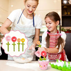 Flower Measuring Spoons Set in Pot - Ceramic Baking Measuring Spoons with Holder for Dry & Wet Ingredients - Cute Flower Figurine - 1 Tbsp, 1 Tsp, 1/2 Tsp, 1/4 Tsp - Unique Gift, Dishwasher Safe(Pink）