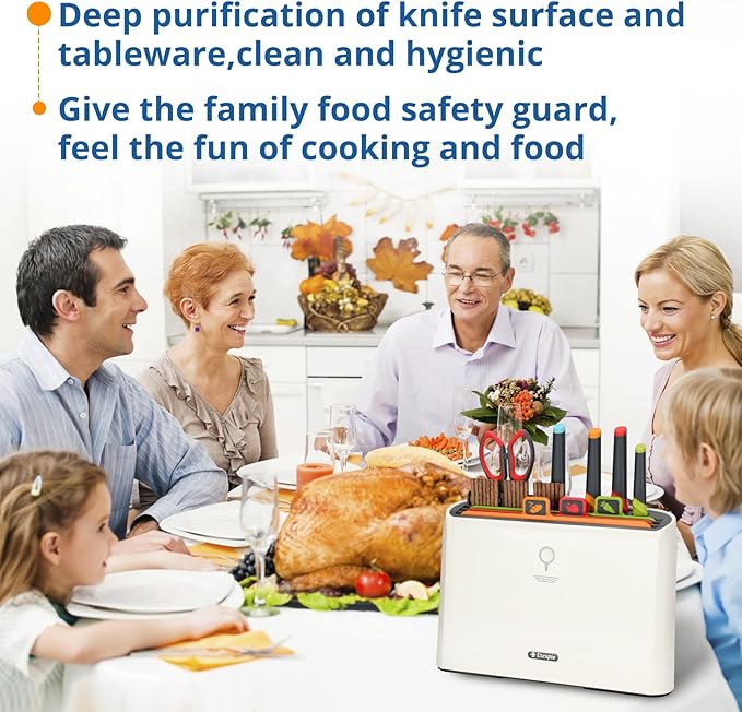 Smart Cutting Board and Knife Set,Self Cleaning Cutting Board and Knife Set with 4 Stainless Steel Knives,3 Color Coded Cutting Boards,10 Pairs of Chopsticks and 1 Pair of Scissors