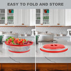 2 in 1, Aidacom Microwave Splatter Cover for Food & Silicone Microwave Mat, Mat as Bowl Holder, Trivet, Pot Holders, Drying, Baking, Utensils Rest for Kitchen Counter, Dishwasher Safe, Red